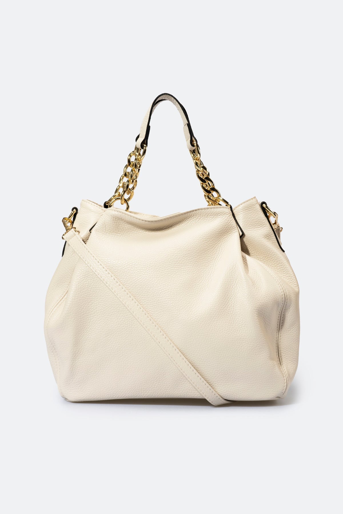 Eleonora Made in Italy Leather Shoulder Bag – Beige