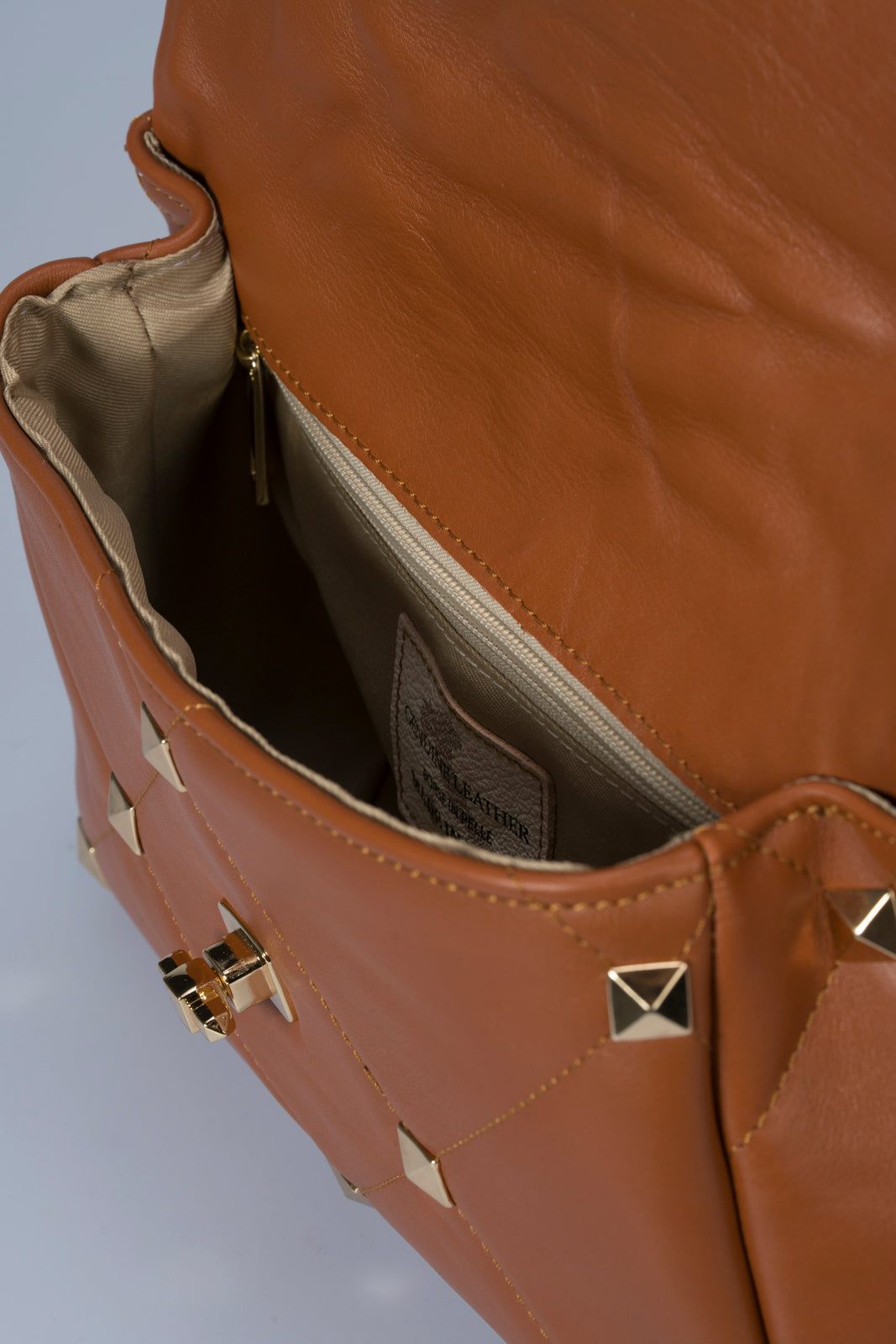 KYLIE leather top handle bag - Cuoio