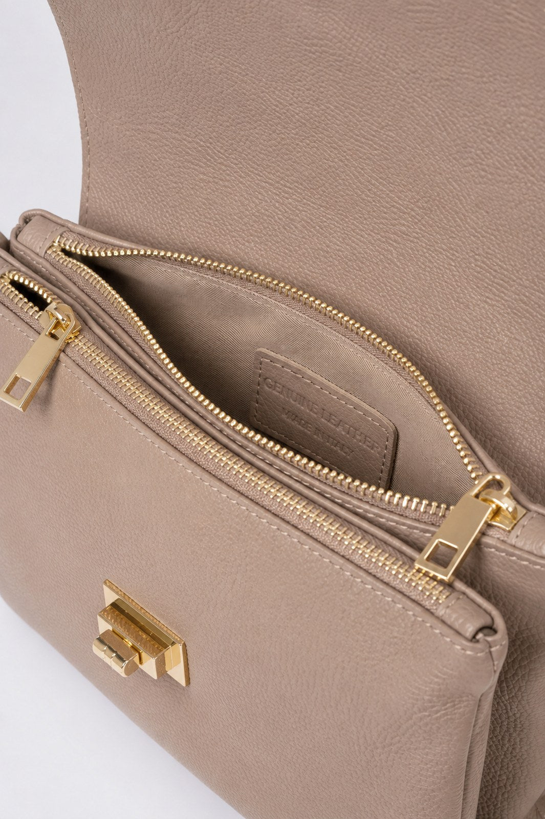 Ludovica Made in Italy Full Grain Leather Crossbody Bag – Taupe