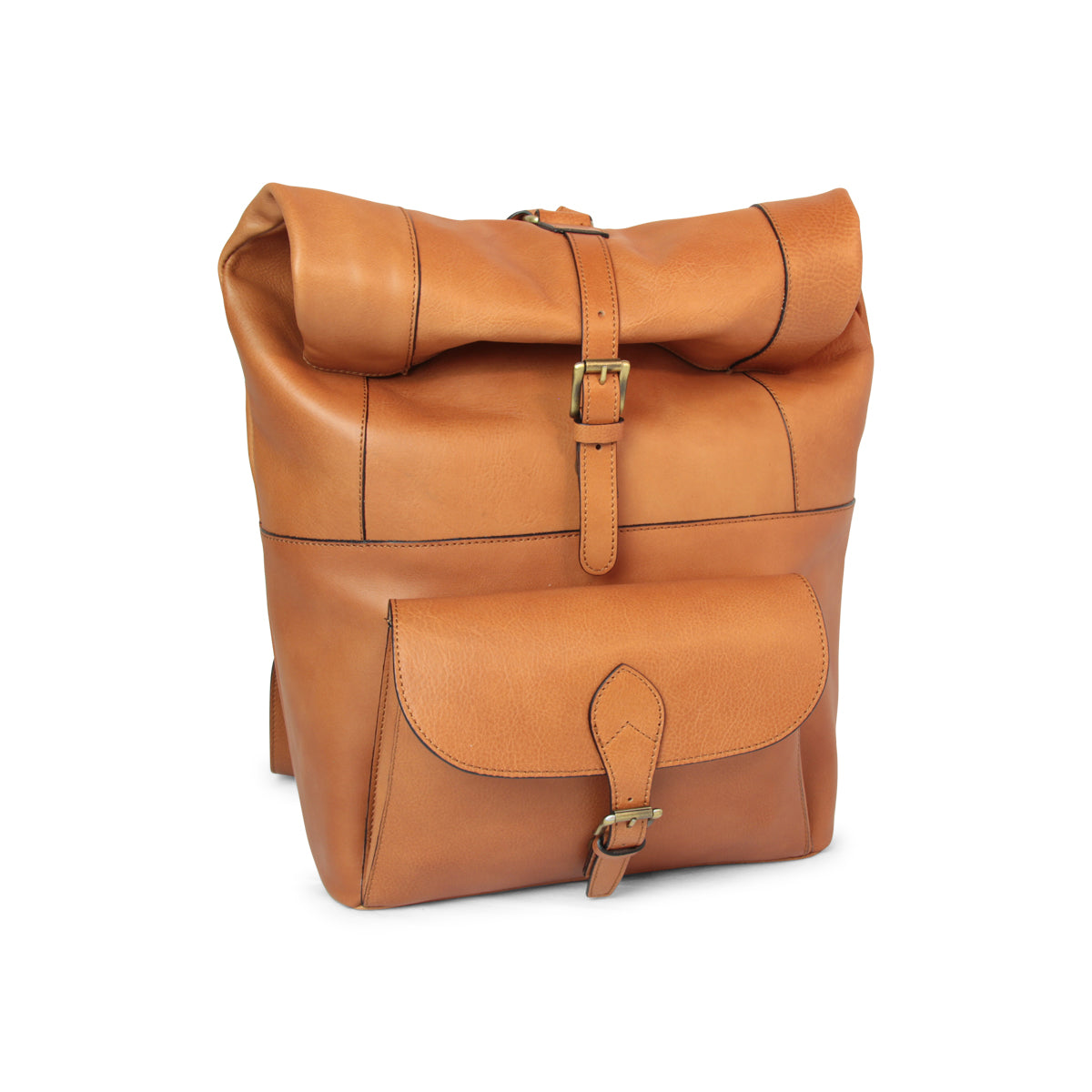 LUSSO Full grain leather back pack with backside troller strap
