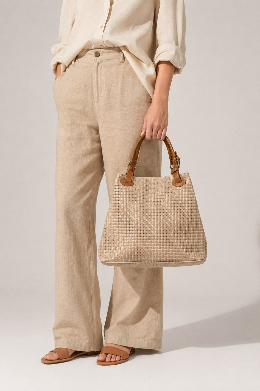 Aria Made in Italy Suede Leather Tote Bag – Taupe