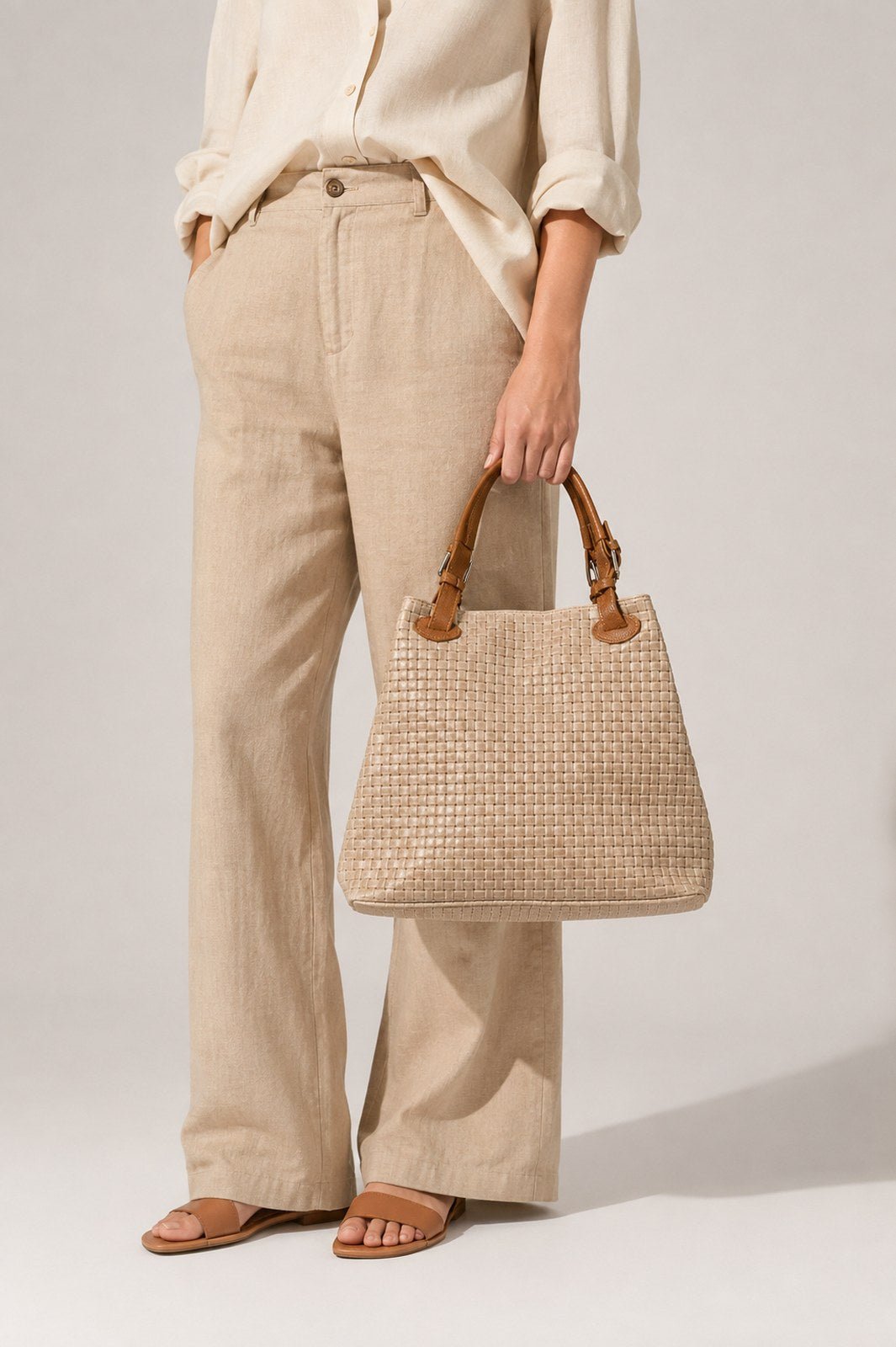Aria Made in Italy Suede Leather Tote Bag – Taupe