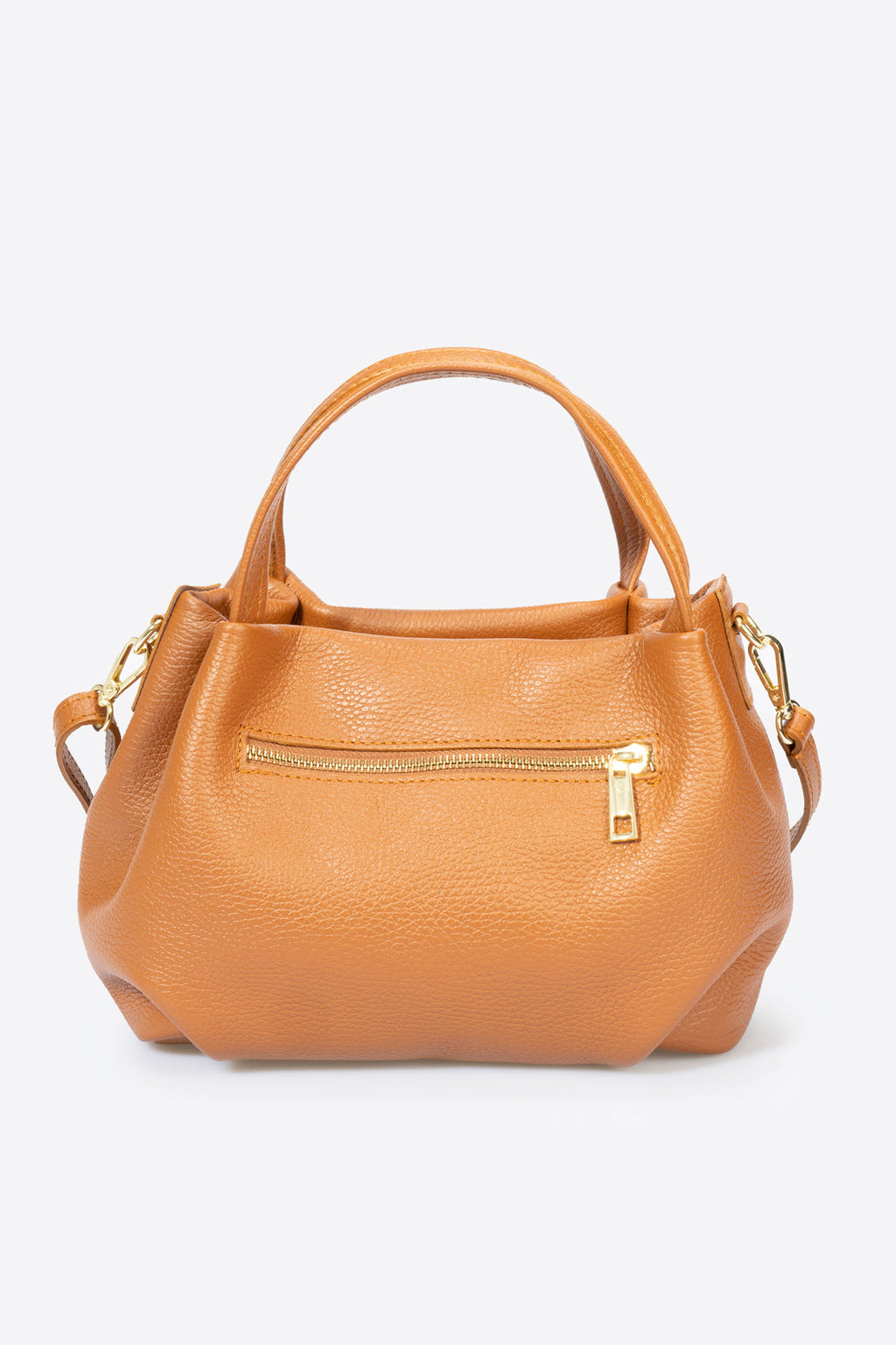 Mia Made in Italy Leather Top Handle Handbag – Tan