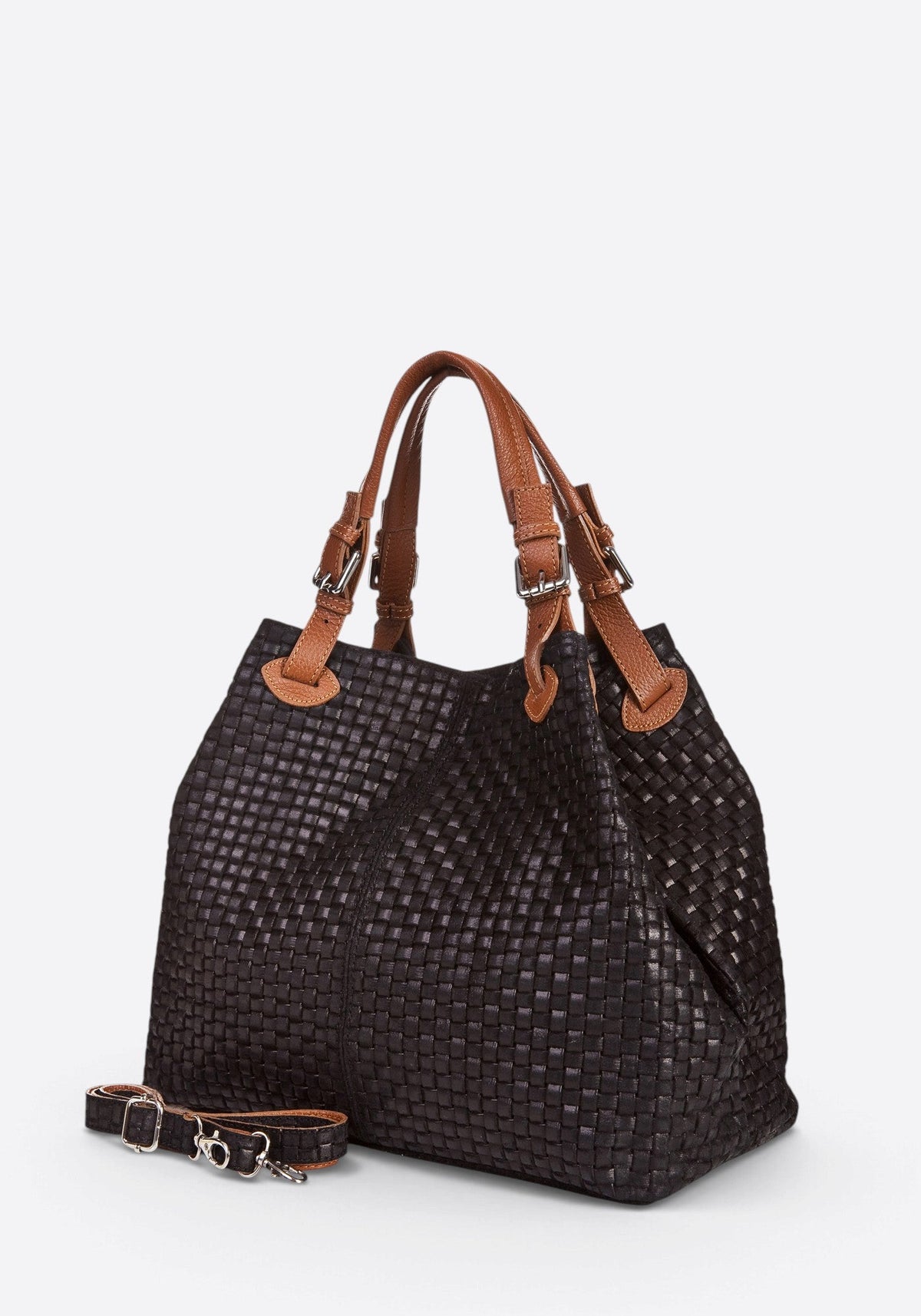 Aria Made in Italy Suede Leather Tote Bag – Black
