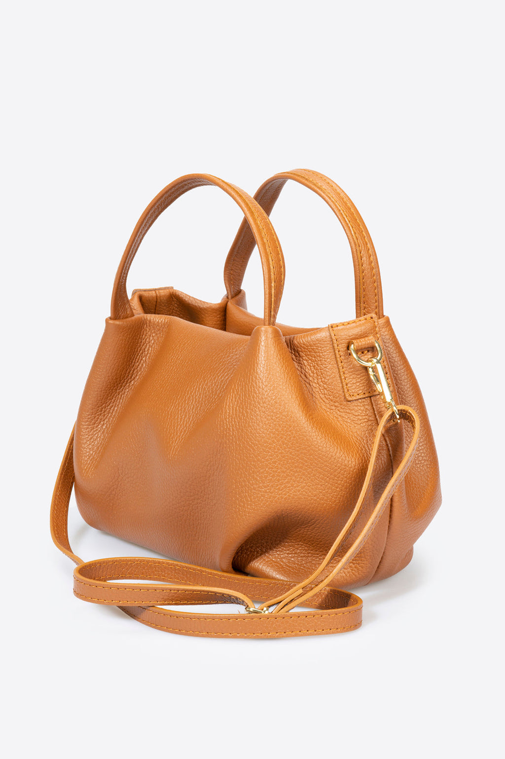 Mia Made in Italy Leather Top Handle Handbag – Tan