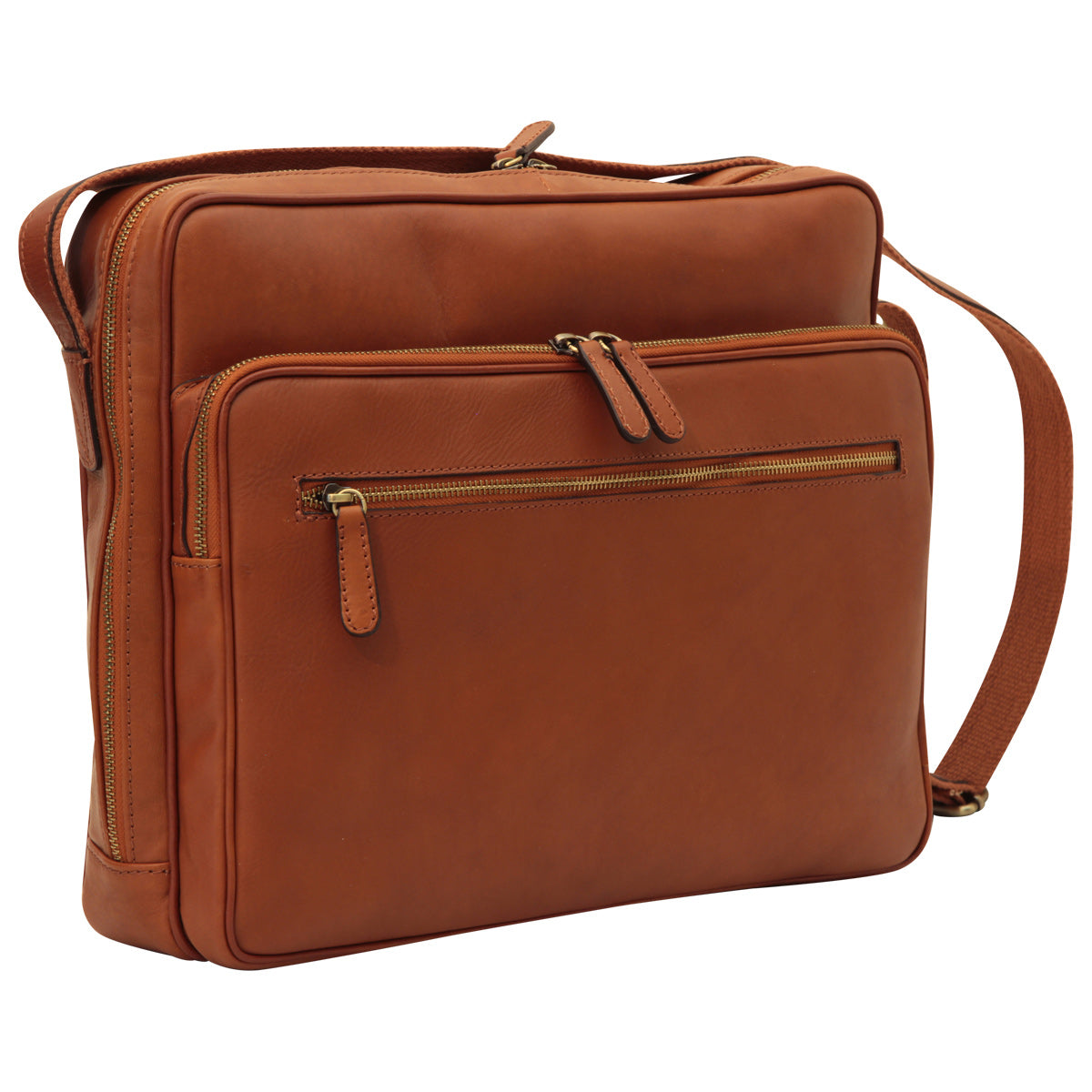 Large leather bag with zip closures