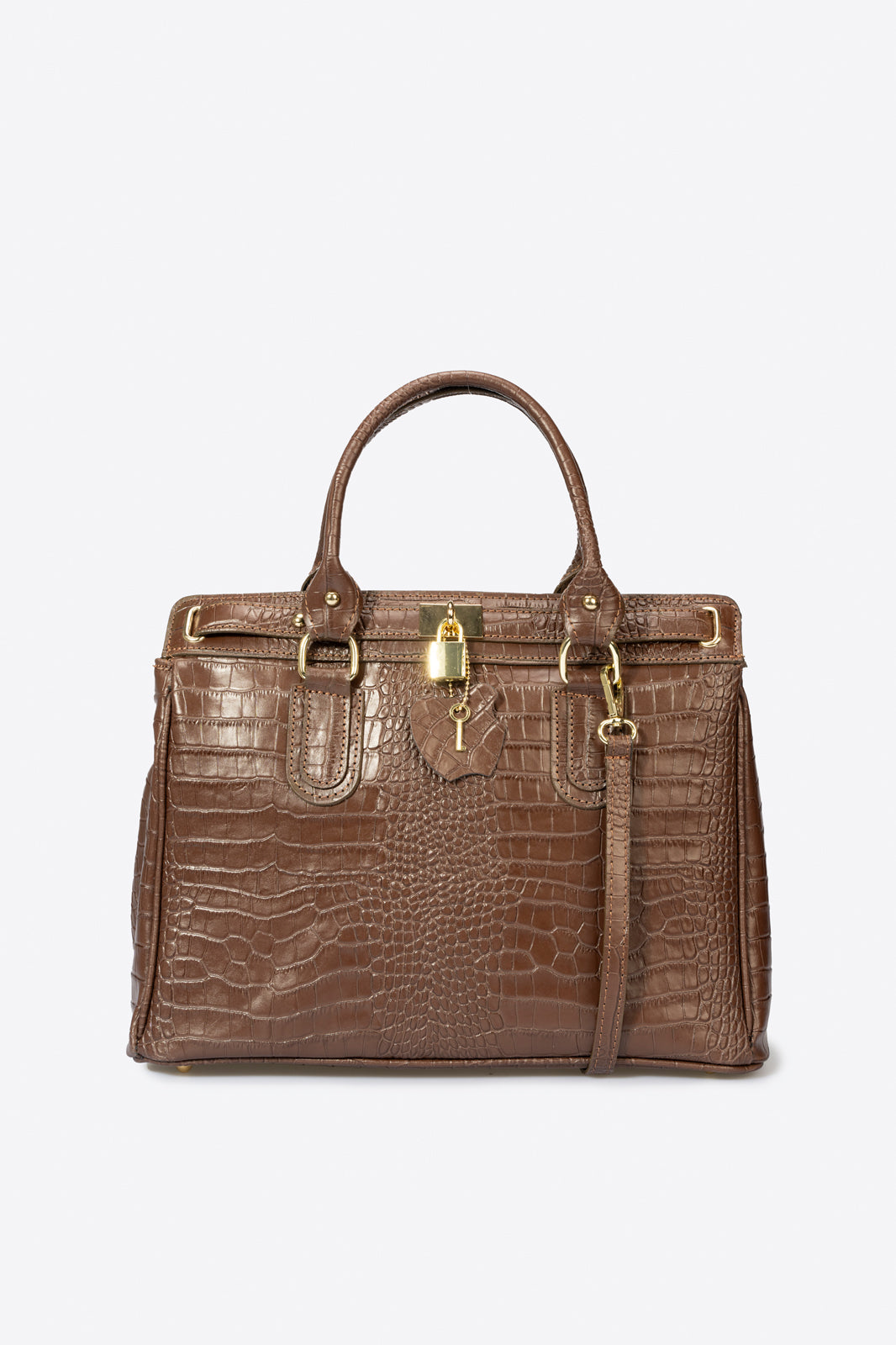 Federica Made in Italy Leather Top Handle Handbag – Brown