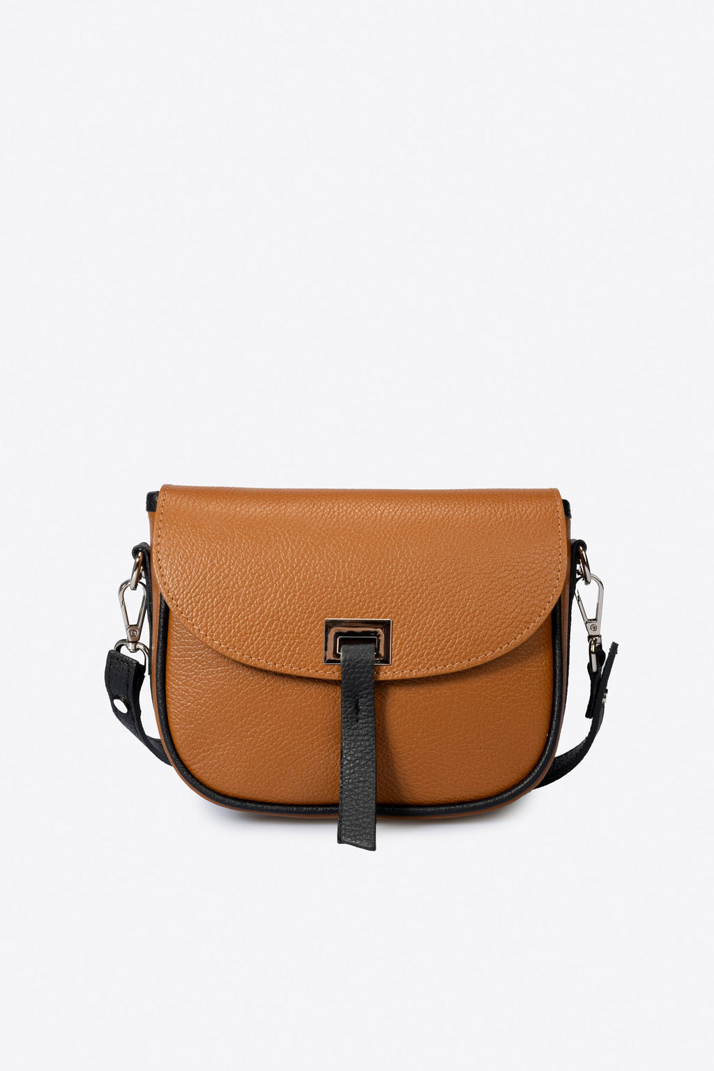BELA leather crossbody bag - Cognac+Black