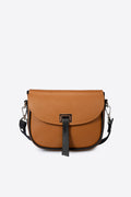 BELA leather crossbody bag - Cognac+Black