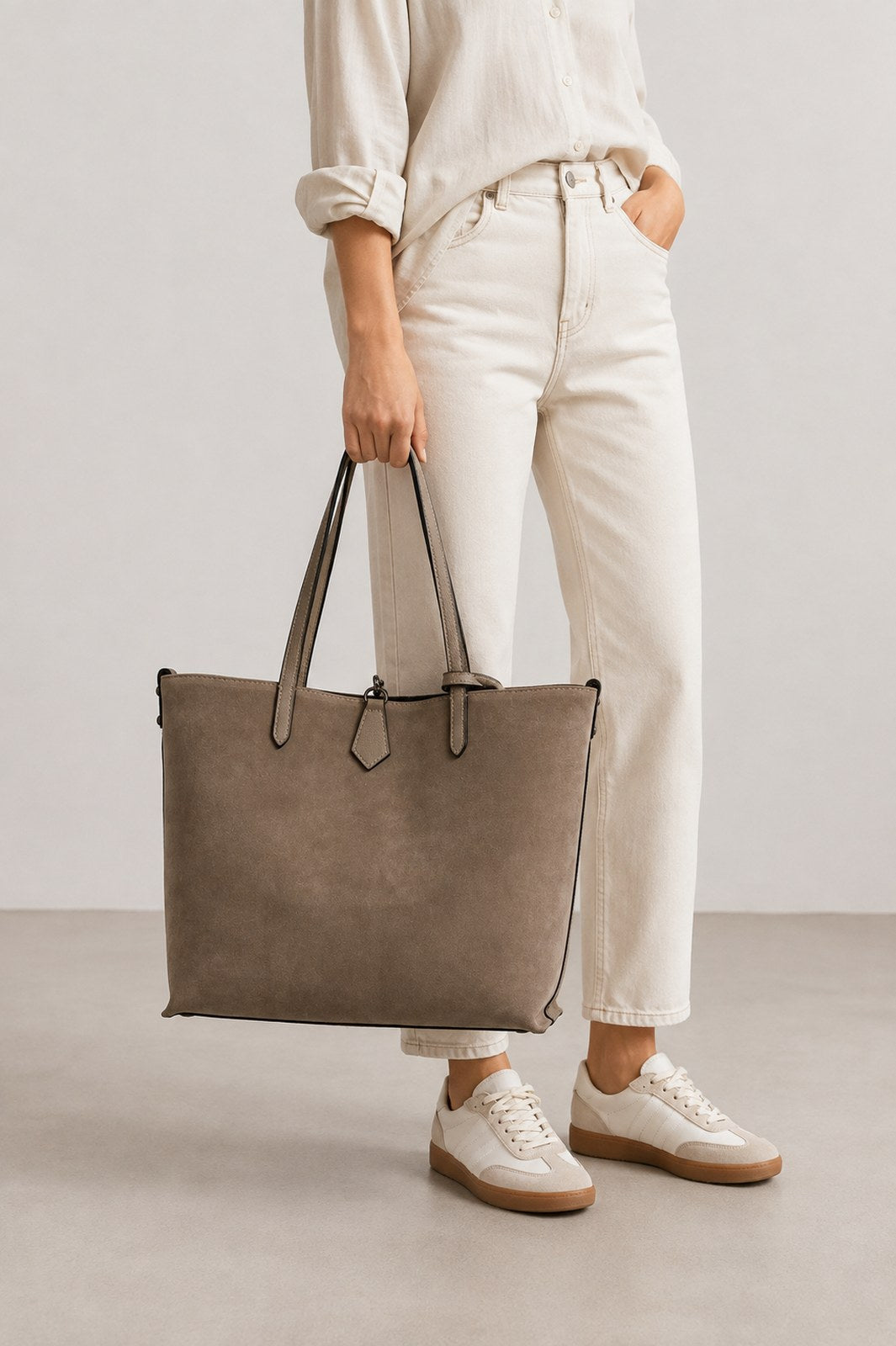 Raffaella Made in Italy Suede Leather Tote Bag – Taupe