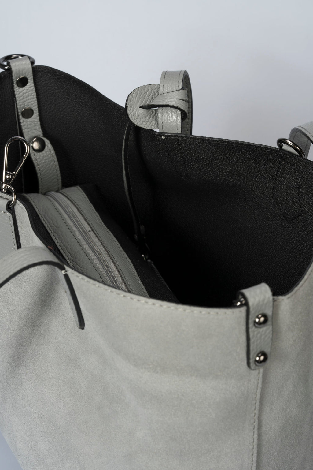 Raffaella Made in Italy Suede Leather Tote Bag – Grey