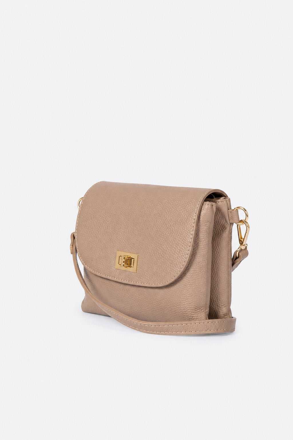 Ludovica Made in Italy Full Grain Leather Crossbody Bag – Taupe