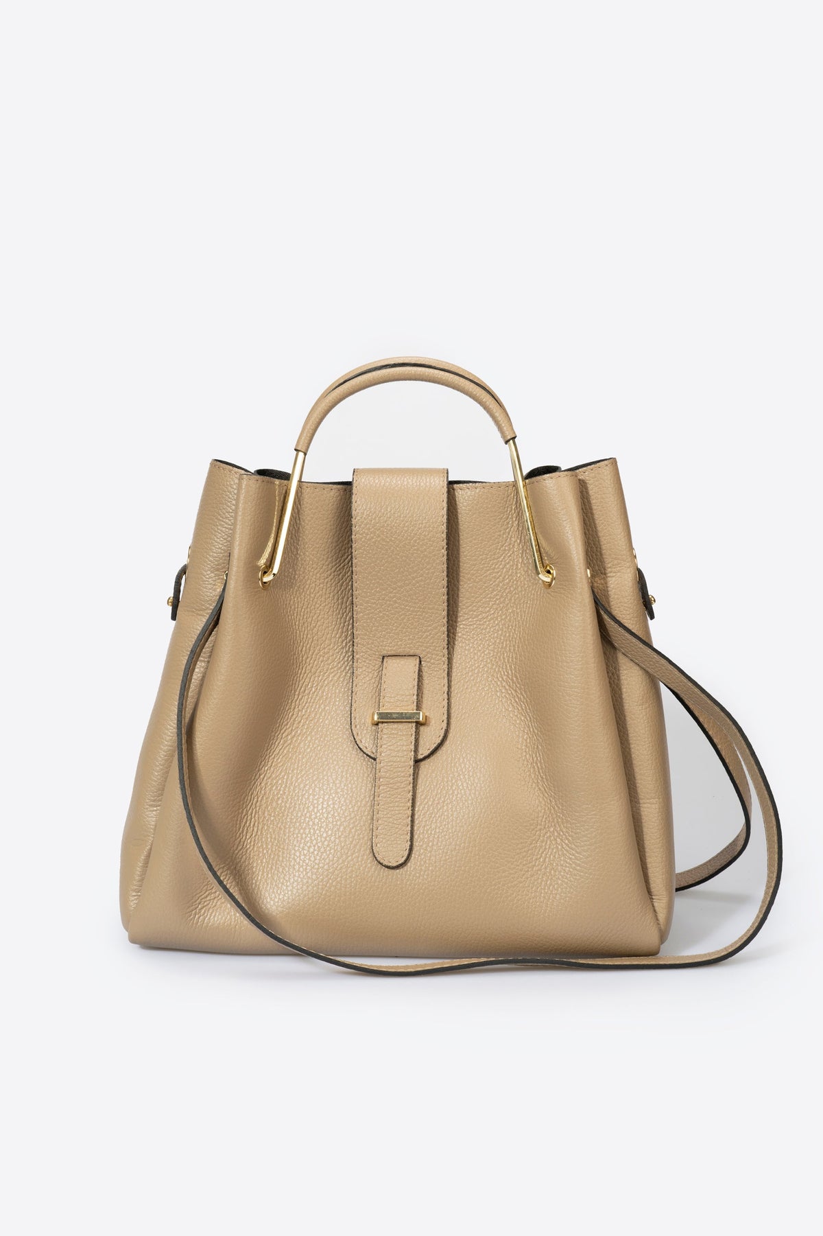 Diana Made in Italy Leather Top Handle Handbag – Taupe