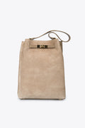 Rosalia Made in Italy Suede Leather Shoulder Bag – Taupe