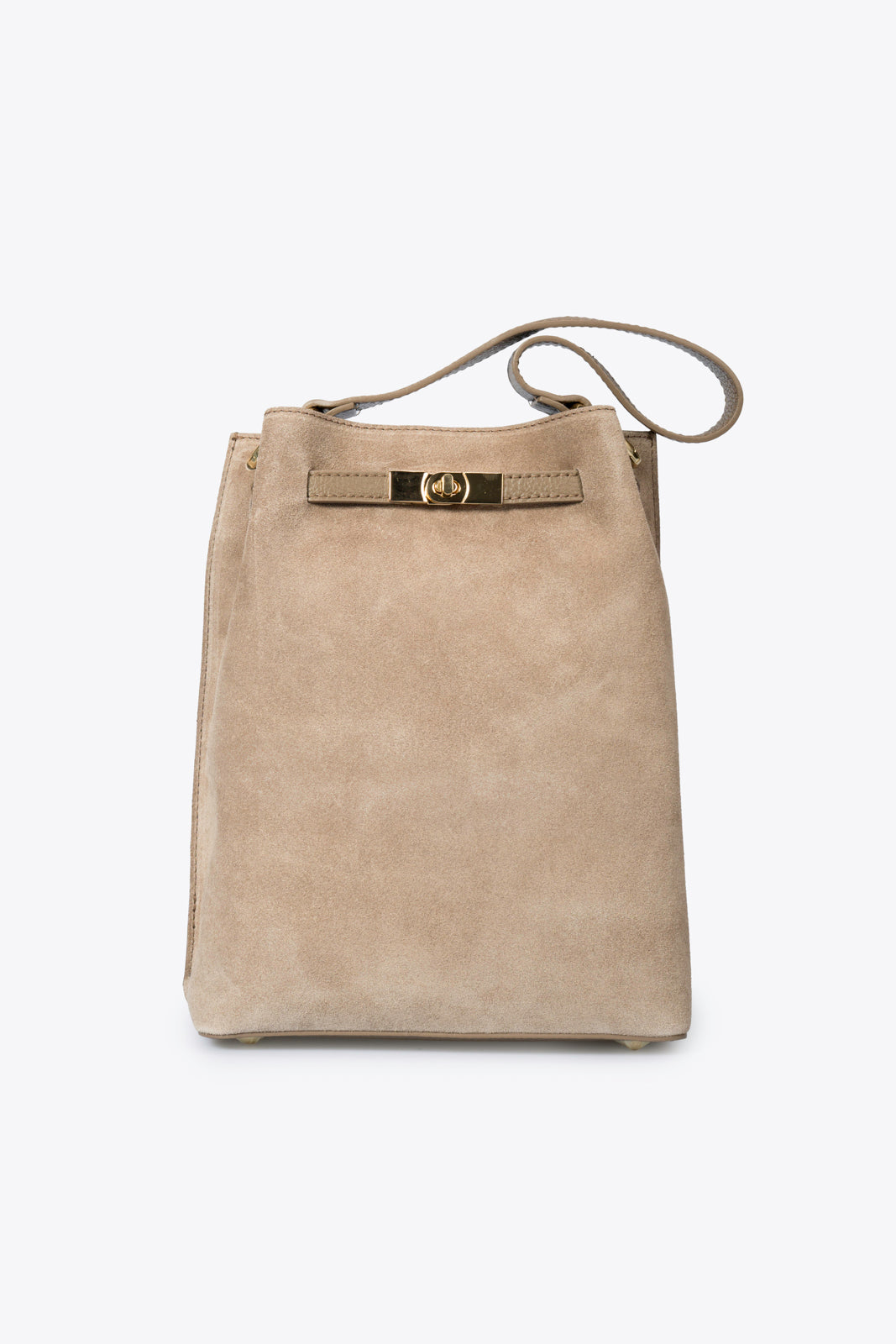 Rosalia Made in Italy Suede Leather Shoulder Bag – Taupe