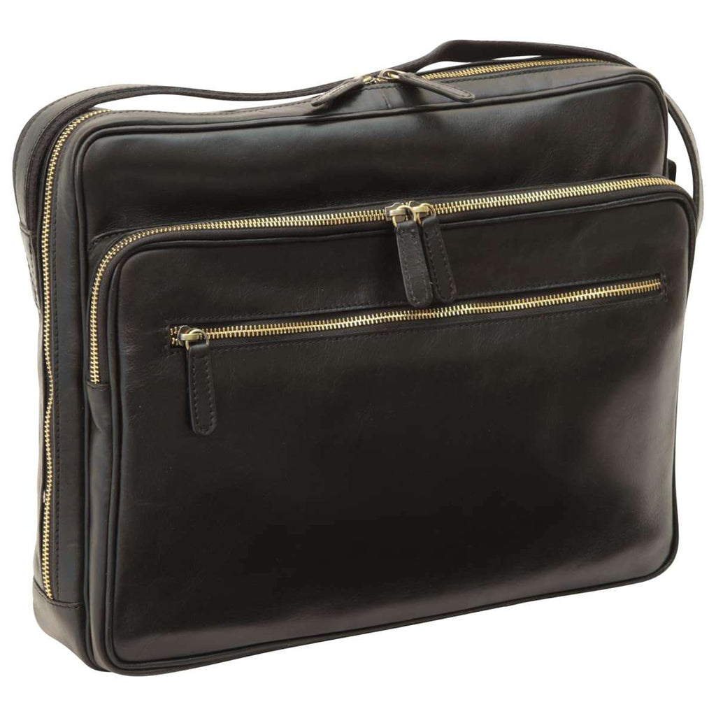 Large leather bag with zip closures