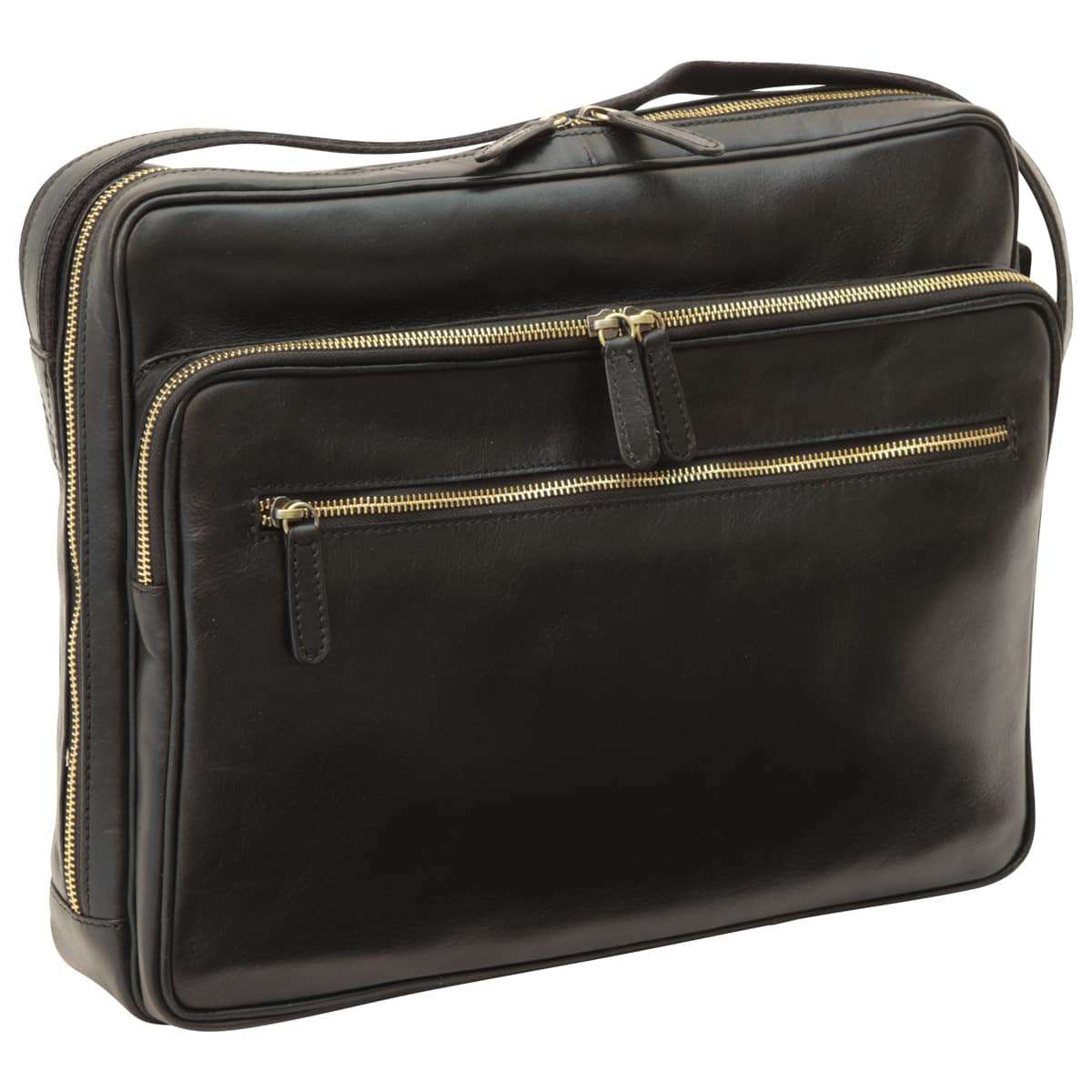 Large leather bag with zip closures