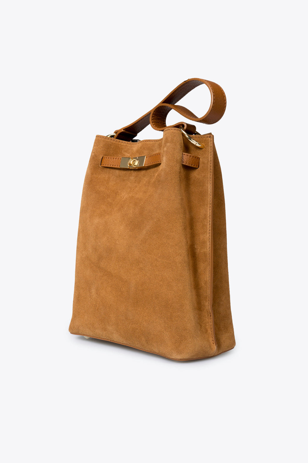Rosalia Made in Italy Suede Leather Shoulder Bag – Cognac