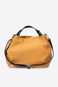 Fiorella Made in Italy Leather Top Handle Handbag – Tan & Black