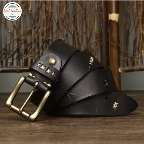 Genuine Leather Brass Pin Buckle Belt