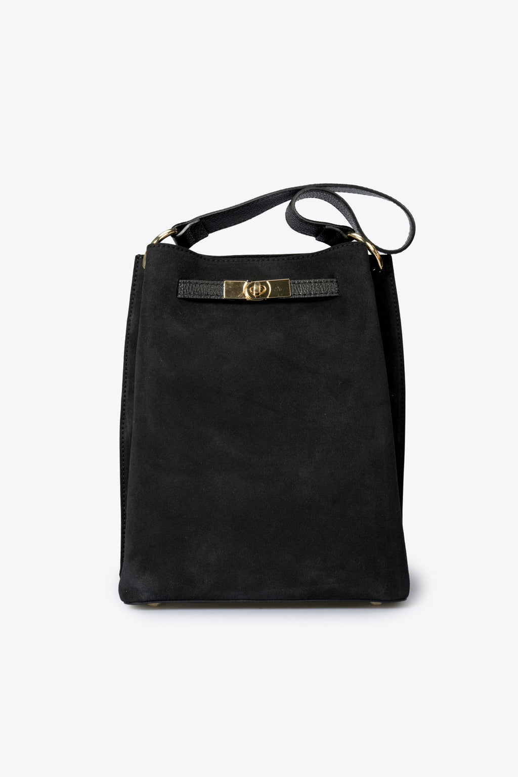 Rosalia Made in Italy Suede Leather Shoulder Bag – Black