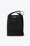 Rosalia Made in Italy Suede Leather Shoulder Bag – Black