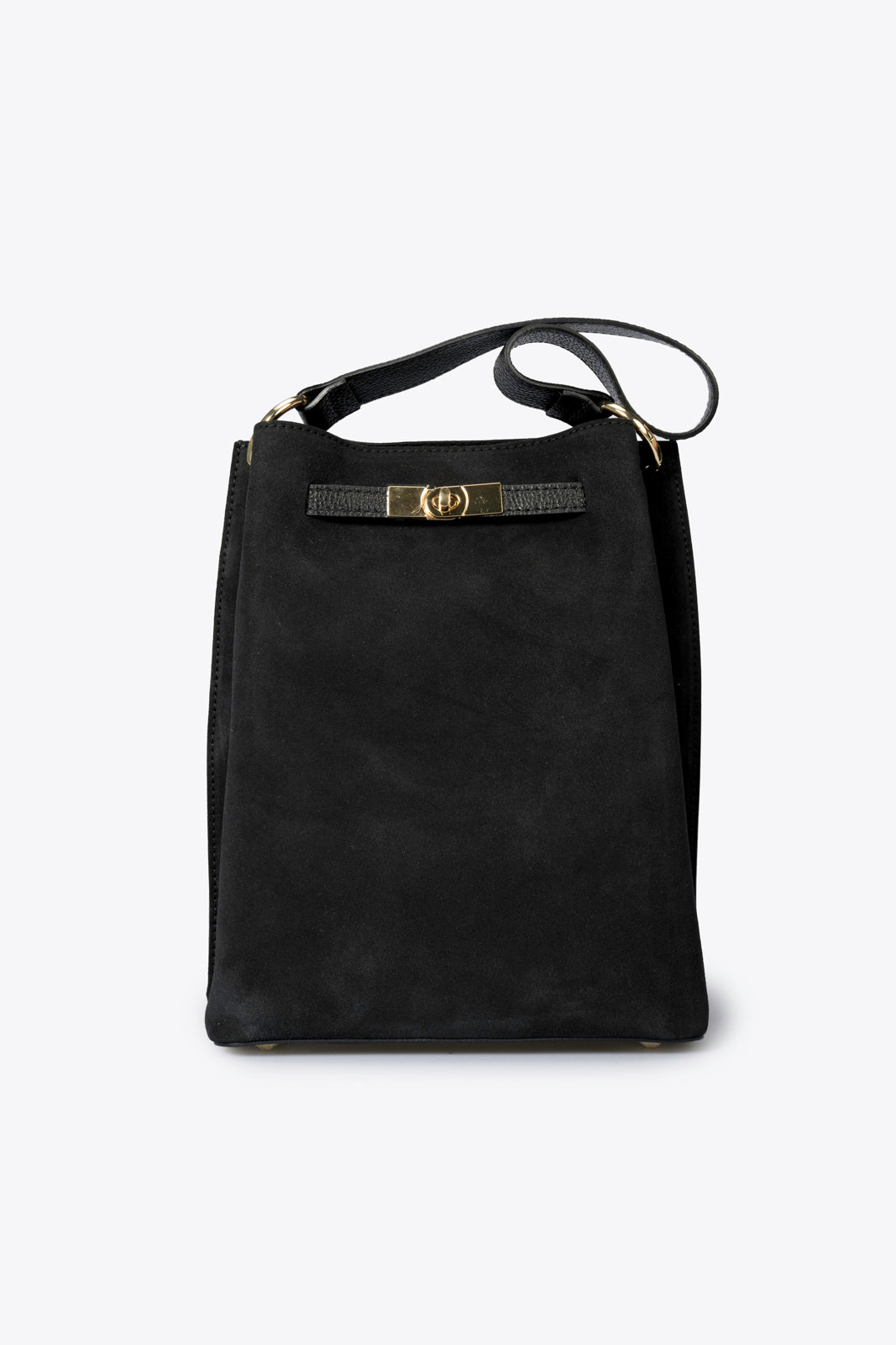 Rosalia Made in Italy Suede Leather Shoulder Bag – Black