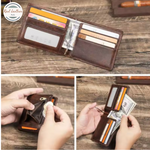 Genuine Leather Men Wallet RFID Money Clip Airtag Holder