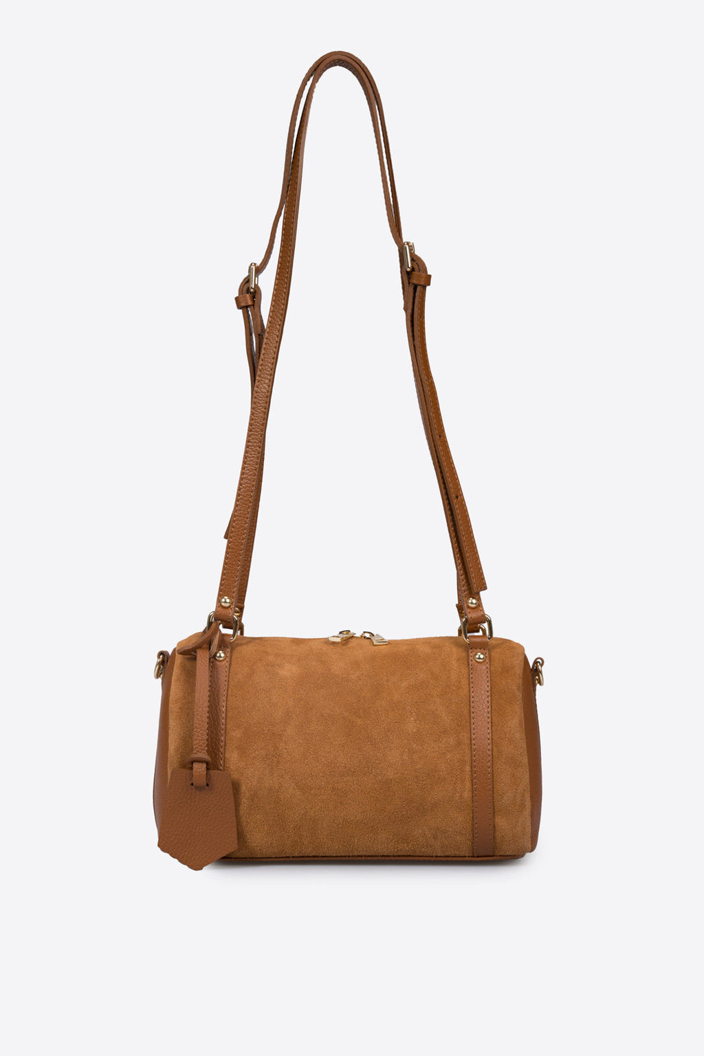Noemi Made in Italy Suede Leather Bowling Bag – Cognac