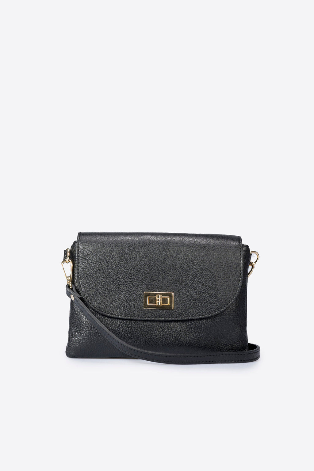 Ludovica Made in Italy Full Grain Leather Crossbody Bag – Black