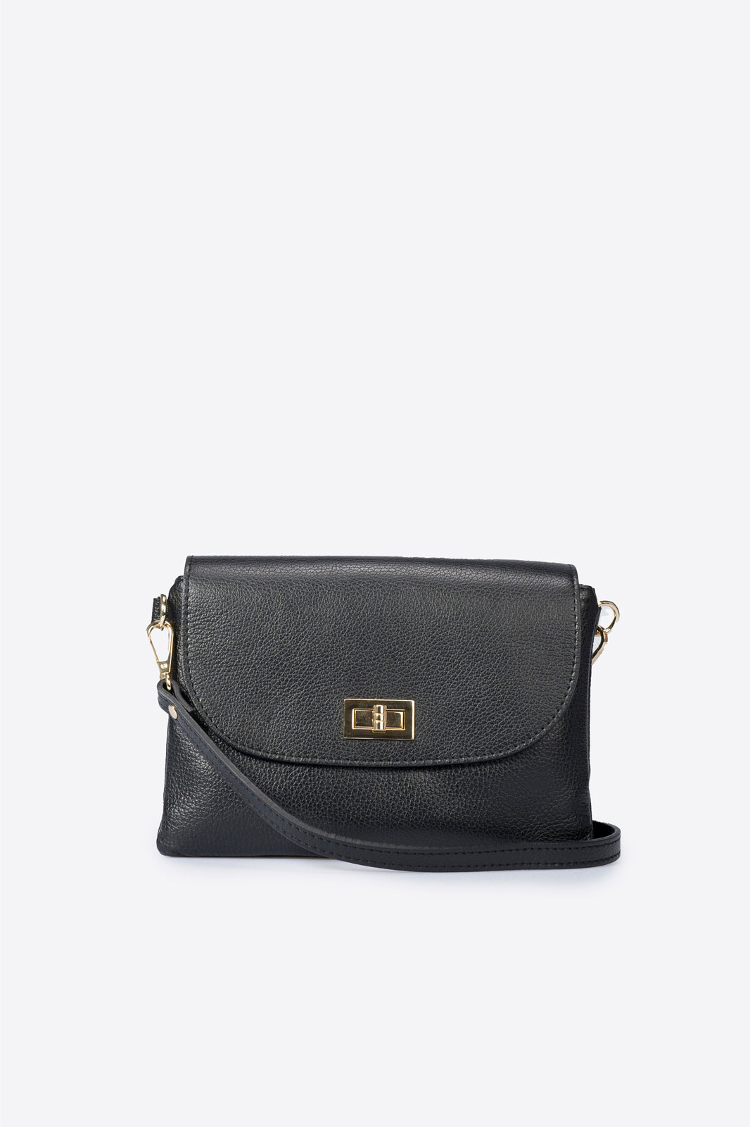 Ludovica Made in Italy Full Grain Leather Crossbody Bag – Black