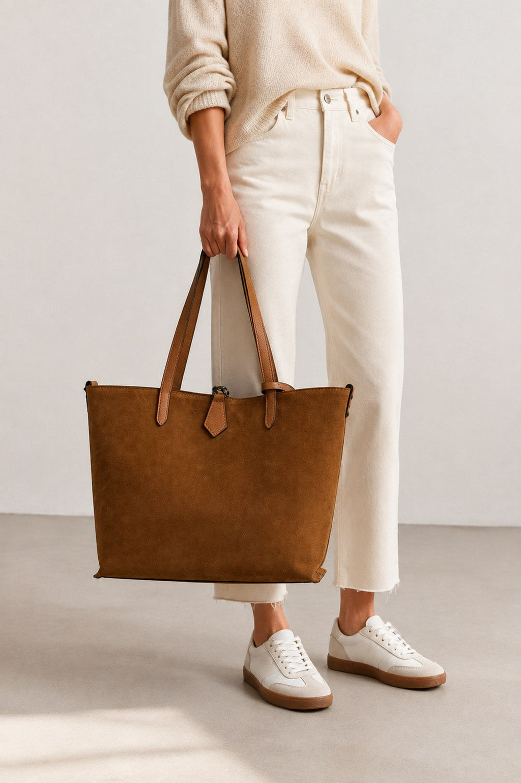 Raffaella Made in Italy Suede Leather Tote Bag – Cognac