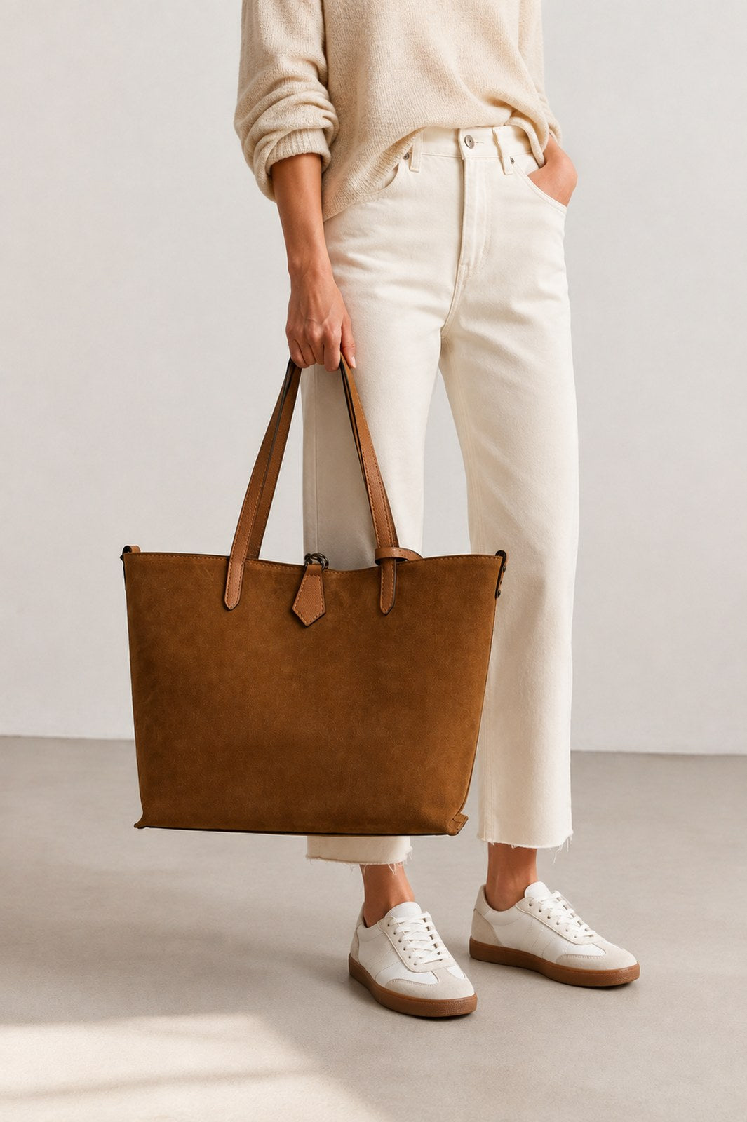 Raffaella Made in Italy Suede Leather Tote Bag – Cognac