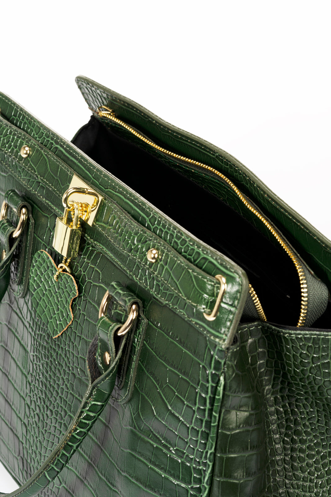 Federica Made in Italy Leather Top Handle Handbag – Green