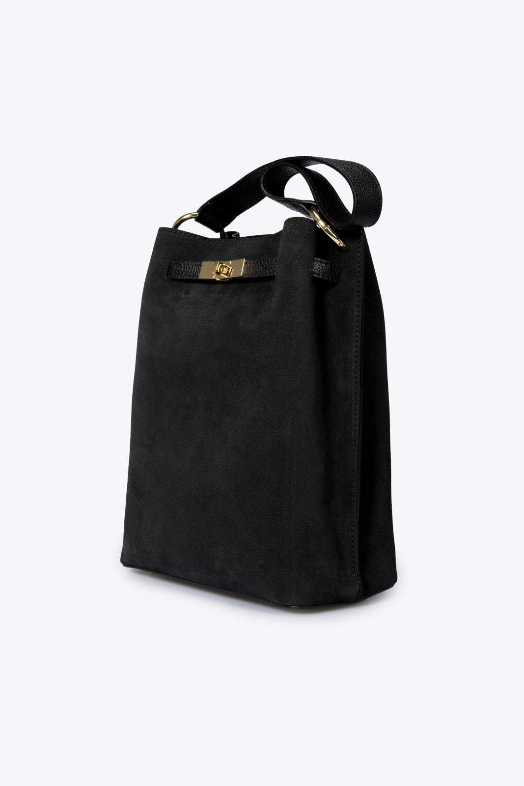 Rosalia Made in Italy Suede Leather Shoulder Bag – Black
