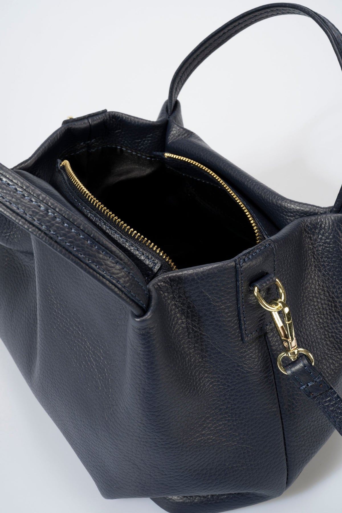 Mia Made in Italy Leather Top Handle Handbag – Blue