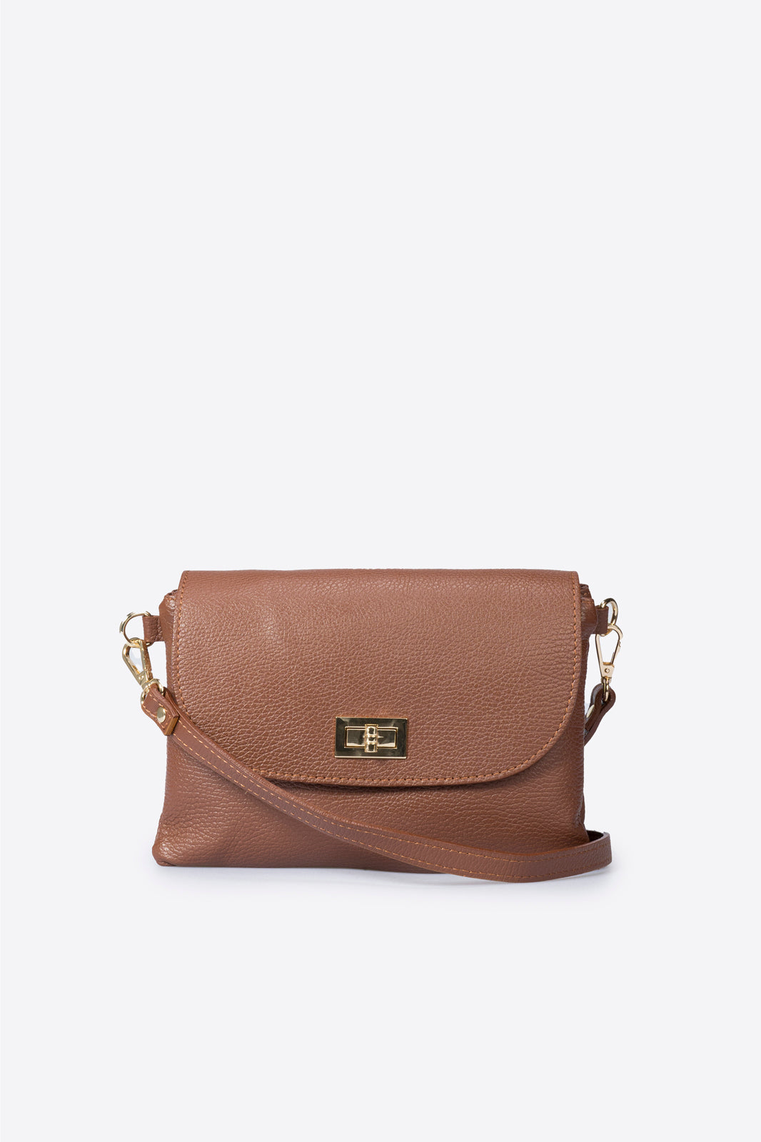 Ludovica Made in Italy Full Grain Leather Crossbody Bag – Brown