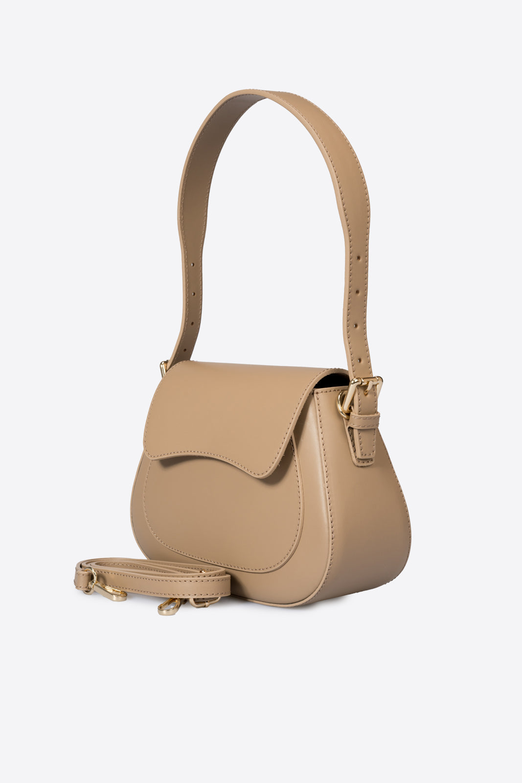 Ginevra Made in Italy Leather Shoulder Bag – Mushroom Taupe