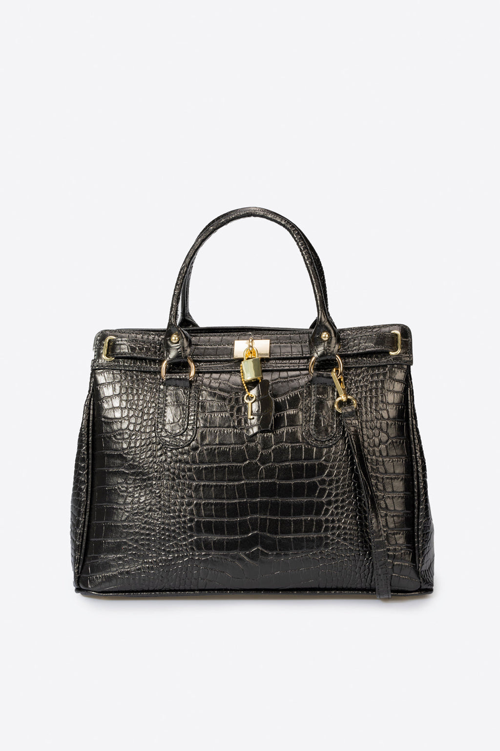 Federica Made in Italy Leather Top Handle Handbag – Black