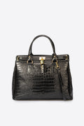 Federica Made in Italy Leather Top Handle Handbag – Black