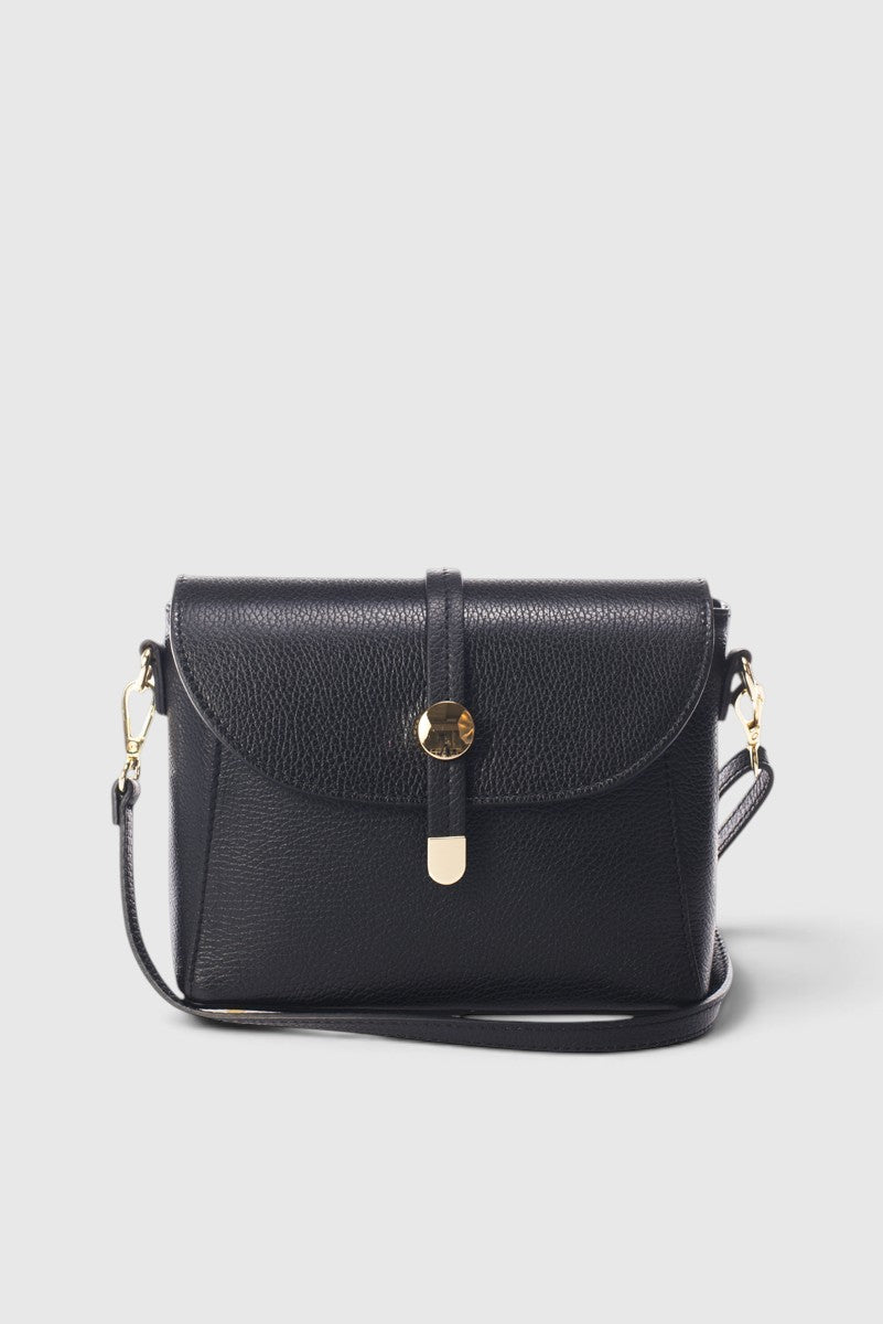 Beatrice Made in Italy Leather Crossbody Bag – Black