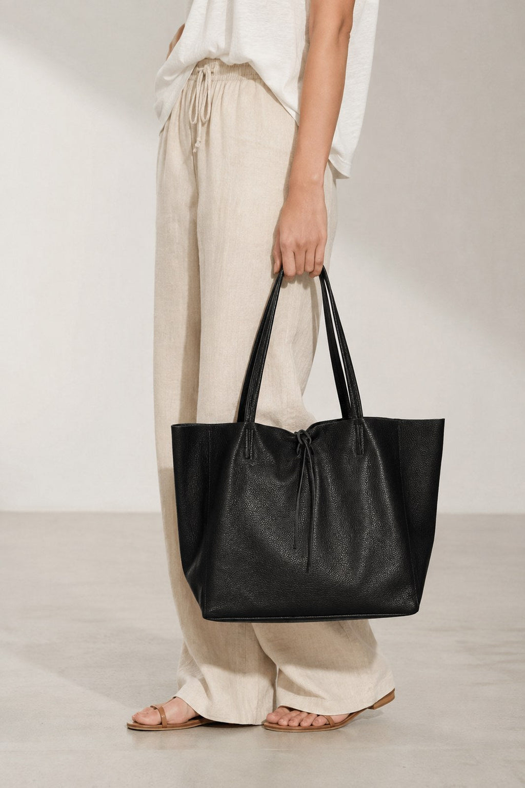 Francesca Made in Italy Leather Tote Bag – Black