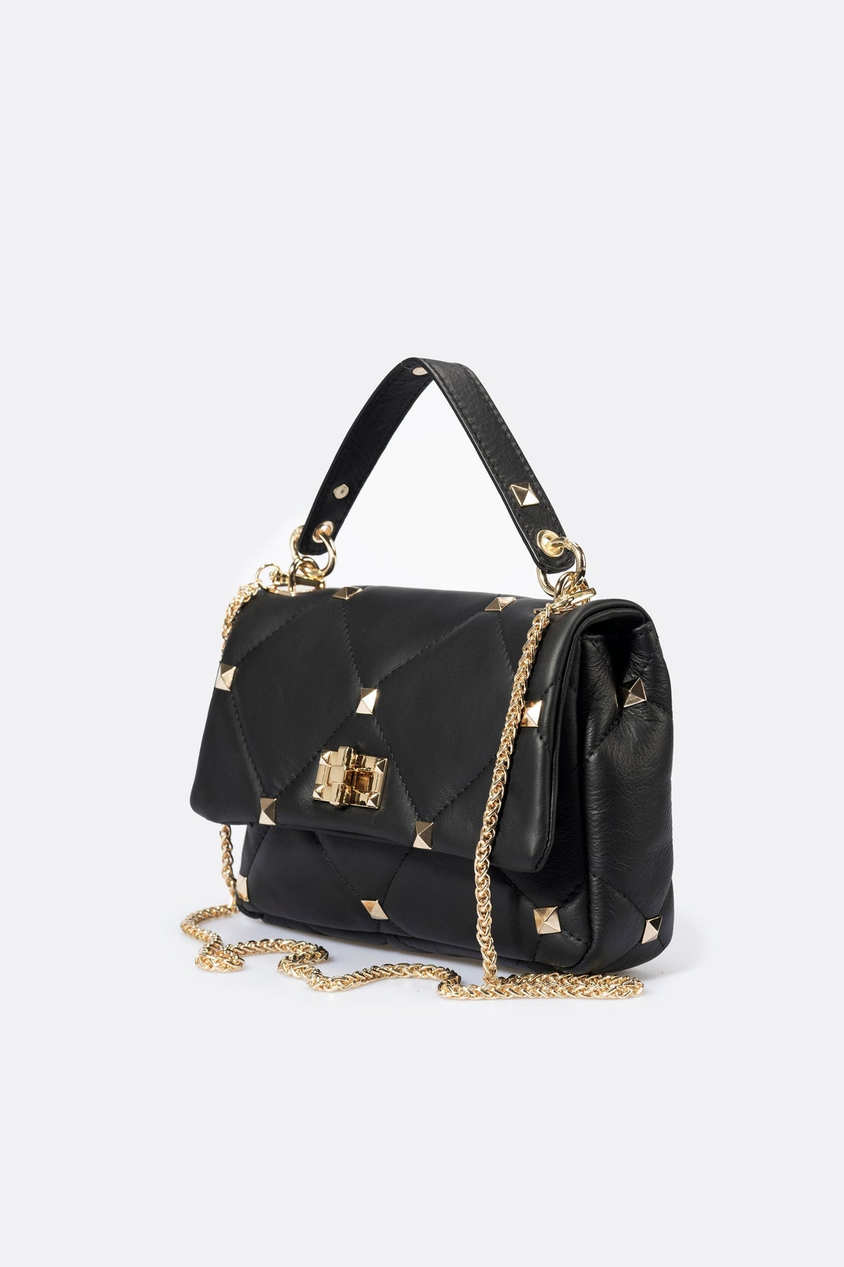 Ilaria Made in Italy Full Grain Leather Top Handle Handbag – Black