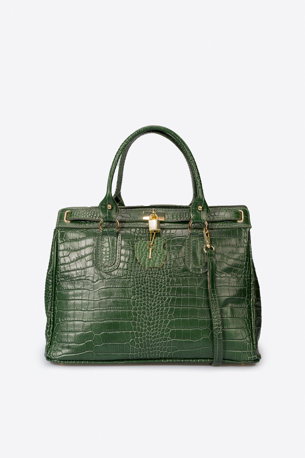 Federica Made in Italy Leather Top Handle Handbag – Green