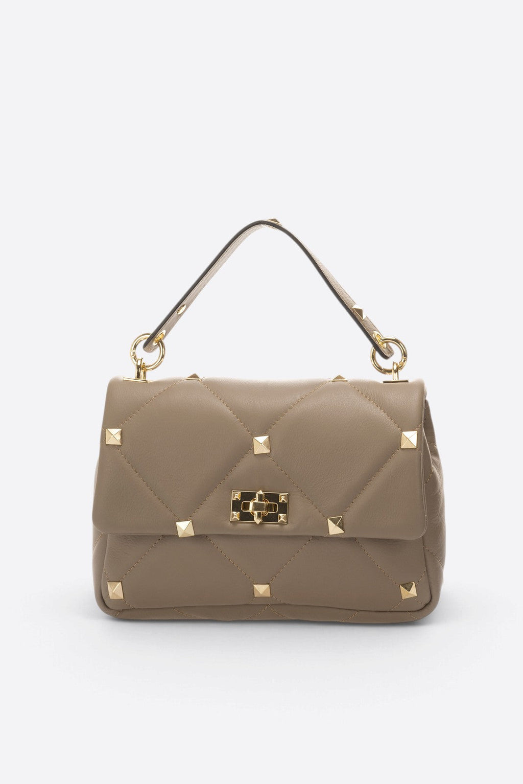 Ilaria Made in Italy Full Grain Leather Top Handle Handbag – Taupe