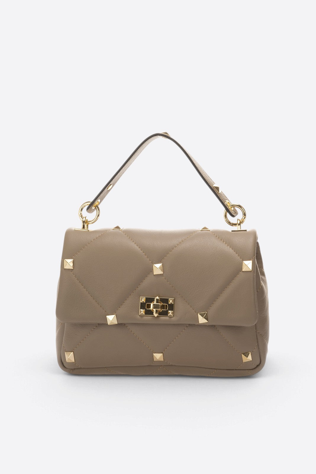 Ilaria Made in Italy Full Grain Leather Top Handle Handbag – Taupe