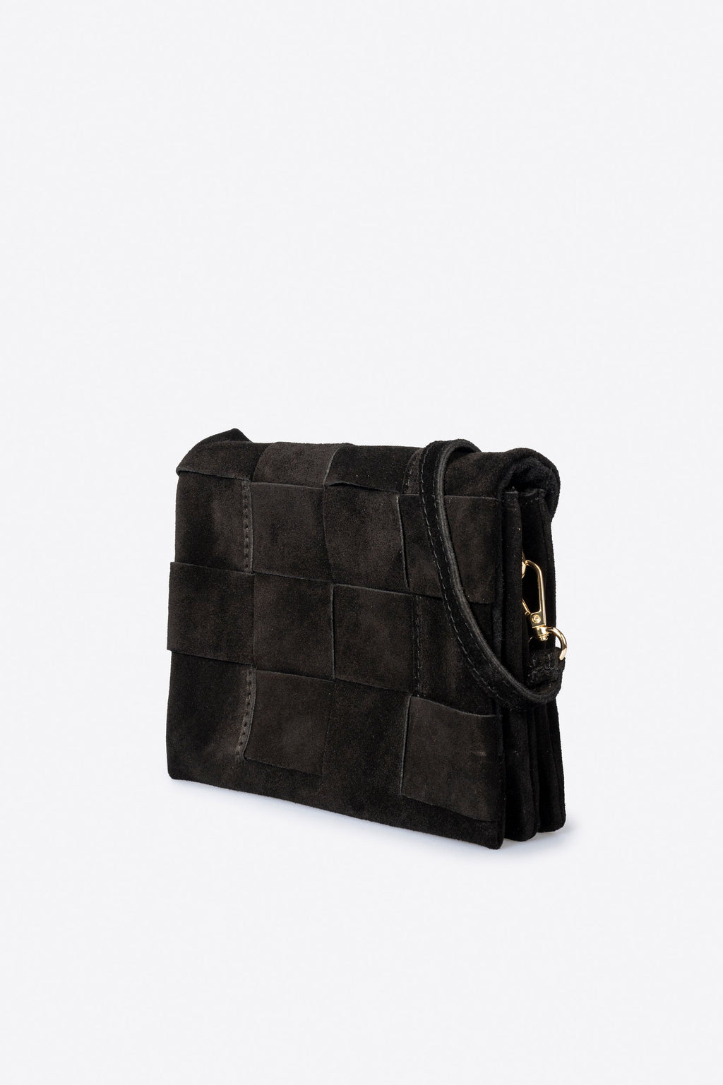 Caterina Made in Italy Suede Leather Crossbody Bag – Black