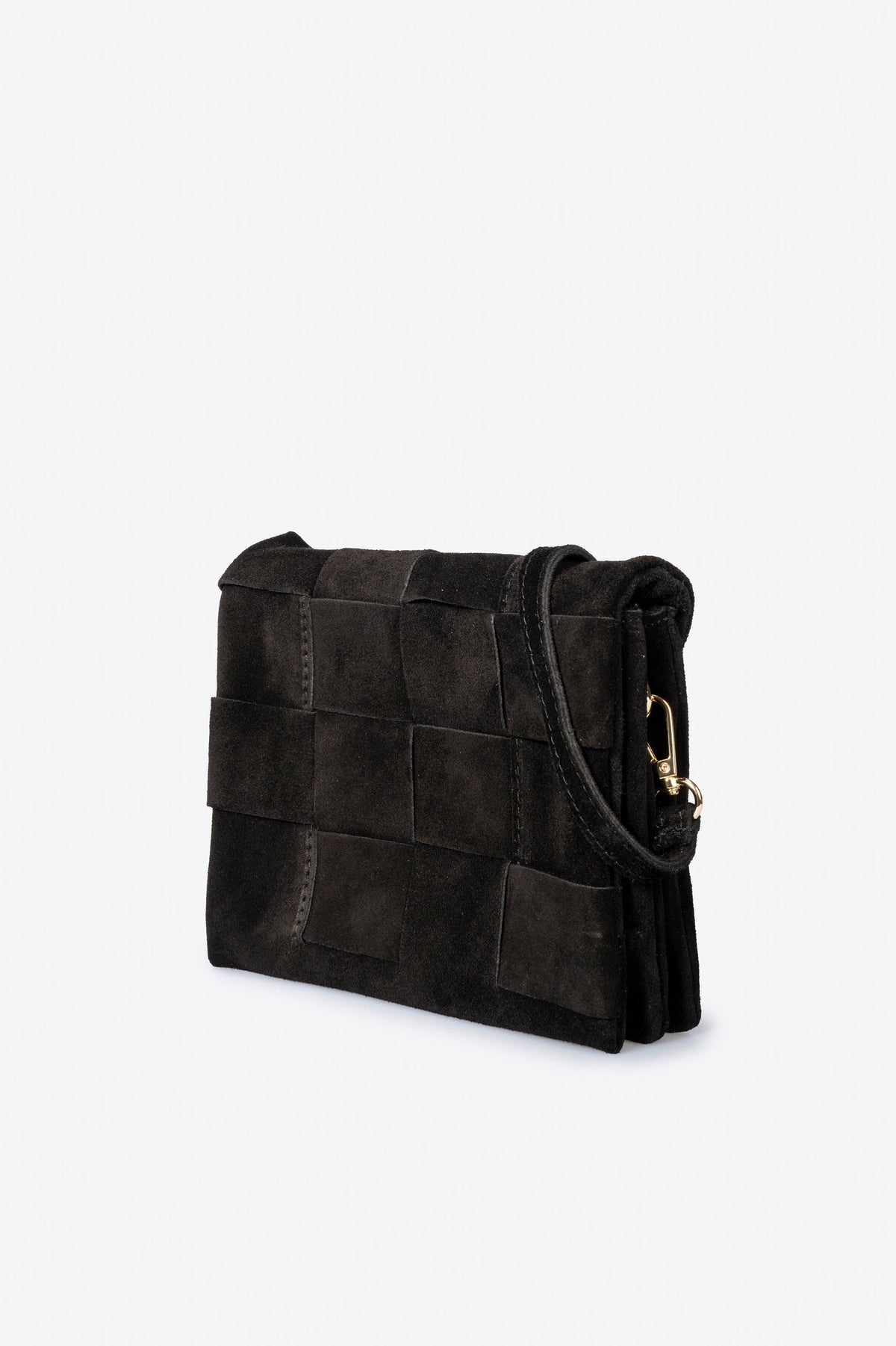 Caterina Made in Italy Suede Leather Crossbody Bag – Black