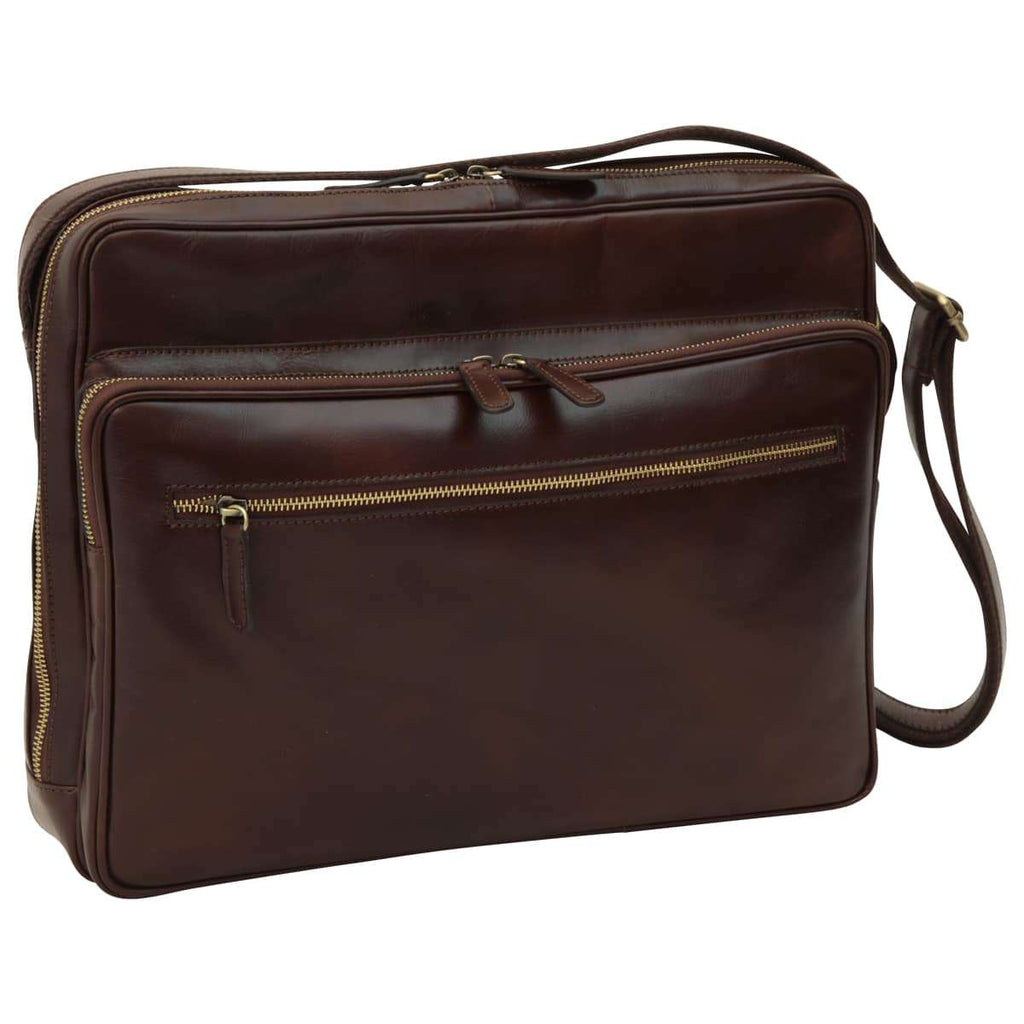 Large leather bag with zip closures