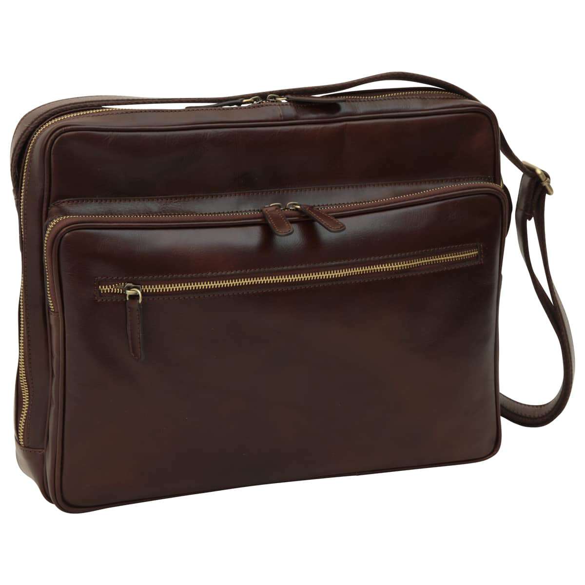 Large leather bag with zip closures